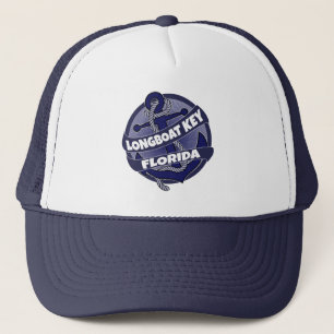 Longboat Key Florida anchor swirl trucker hat