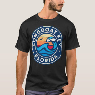 Longboat Key Florida FL Vintage Nautical Waves Des T-Shirt