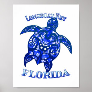 Longboat Key Florida Vacation Tribal Turtle Poster