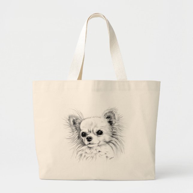 Longcoat chihuahua large tote bag (Front)