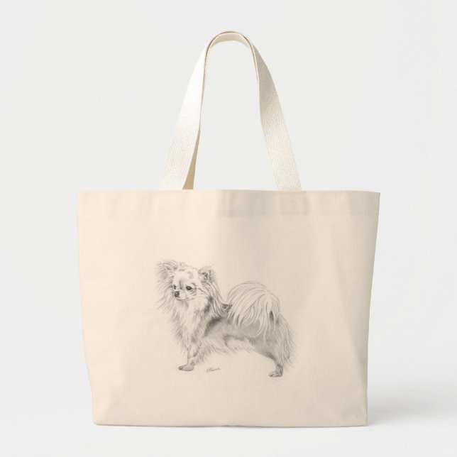 Longcoat chihuahua - standing large tote bag (Front)