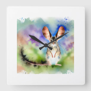 Longeared Jerboa 200824AREF110 - Watercolor Square Wall Clock