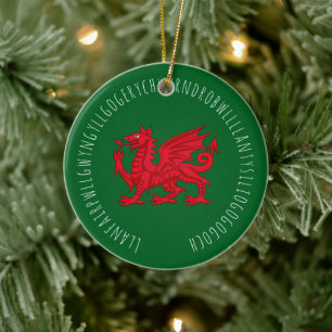 Longest Welsh word Ceramic Ornament