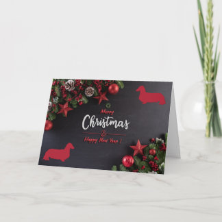 Longhair Dachshund Folded Holiday Card