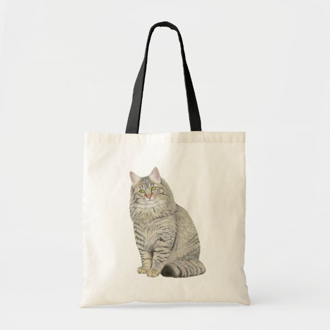 Longhair Tabby Cat Tote Bag (Front)