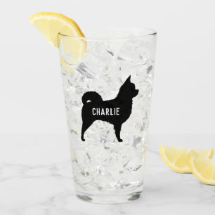 Longhaired Chihuahua Dog Silhouette Personalized Glass