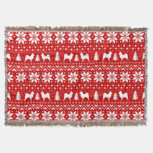 Longhaired Chihuahua Silhouettes Christmas Holiday Throw Blanket