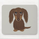 Longhaired Chocolate Brown Dachshund Mouse Pad<br><div class="desc">Cartoon Wiener Dog Mousepad. Makes a Cute Gift for Doxie Lovers!</div>