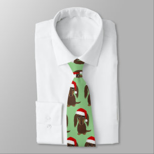 Longhaired Chocolate Dachshund Cute Dog Christmas Tie