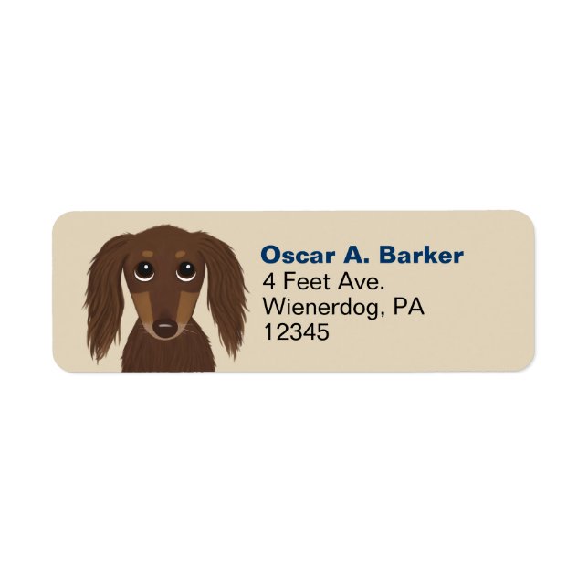 Longhaired Chocolate Dachshund Return Address (Front)