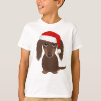 Longhaired Chocolate Dachshund Santa Christmas