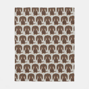 Longhaired Chocolate Dachshund   Wiener Dogs Fleece Blanket