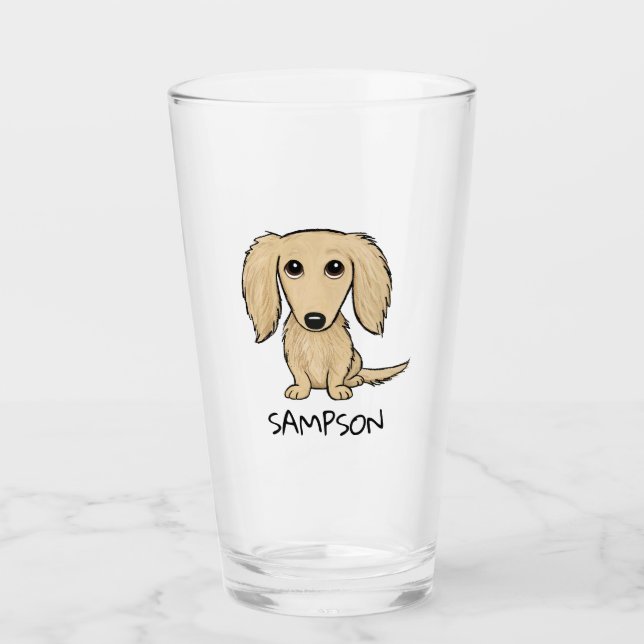 Longhaired Cream Dachshund | Cute Dog Personalized Glass (Front)