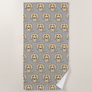 Longhaired Cream Dachshund Pattern   Cute Dogs Beach Towel