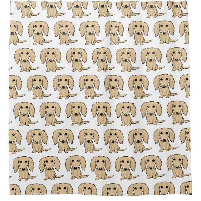Longhaired Cream Dachshunds Pattern Wiener Dogs (Front)