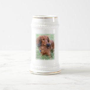 Longhaired Dachshund Beer Stein