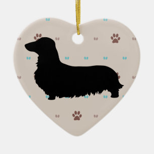 Longhaired Dachshund Ceramic Ornament