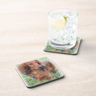 Longhaired Dachshund Cork Coasters