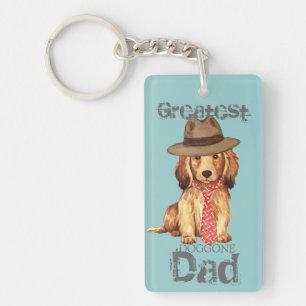 Longhaired Dachshund Dad Keychain