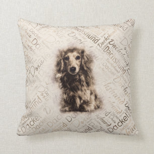 Longhaired Dachshund dog Throw Pillow