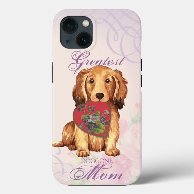 Longhaired Dachshund Heart Mom Case-Mate iPhone Case (Back)