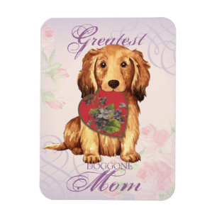 Longhaired Dachshund Heart Mom Magnet