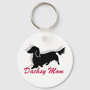 Longhaired Dachshund Mom Keychain