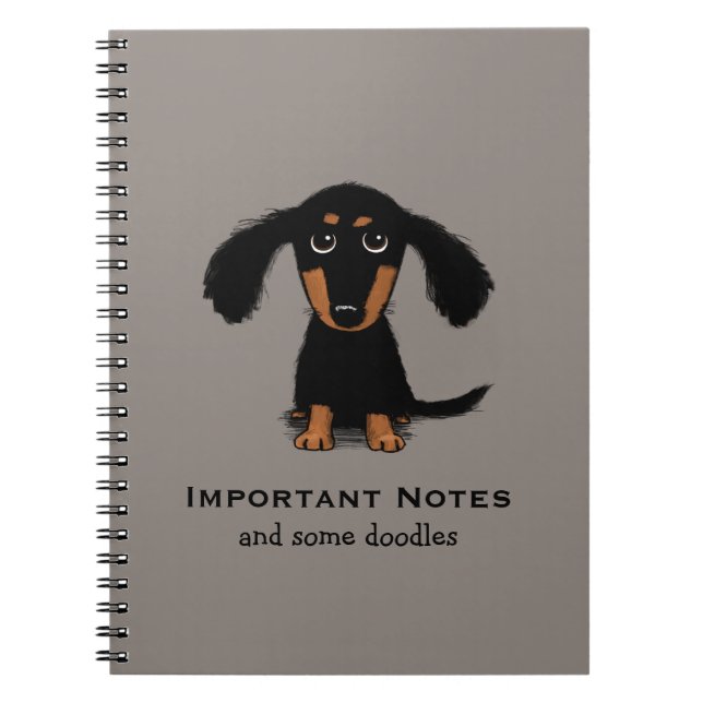 Longhaired Dachshund Puppy | Cute Wiener Dog Notebook (Front)