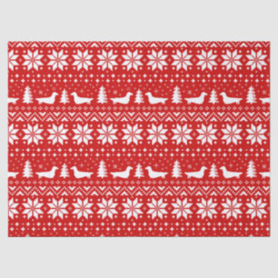 Longhaired Dachshund Silhouettes Christmas Pattern Tissue Paper