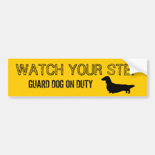 Longhaired Dachshund Watch Your Step Bumper Sticker
