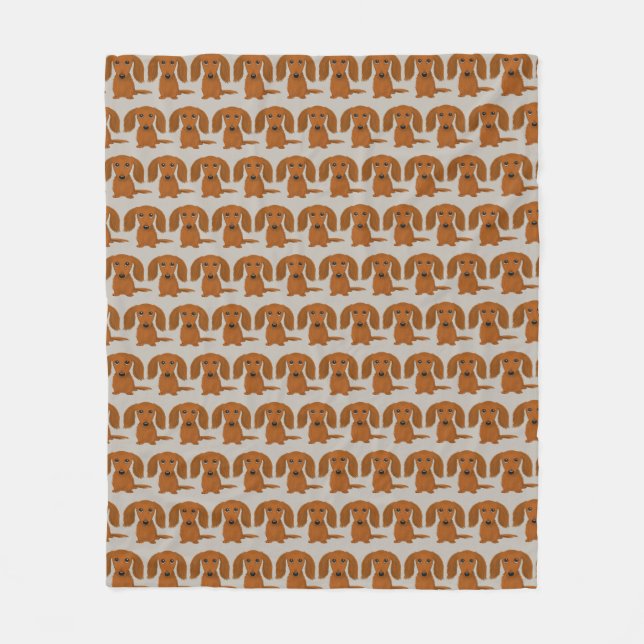 Longhaired Red Dachshund | Cute Dogs Pattern Fleece Blanket (Front)