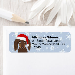 Longhhair Dachshund Christmas Chien Retour Adresse