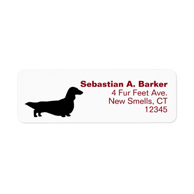 Longhhair Dachshund Wiener Dog Adresse de retour (Devant)