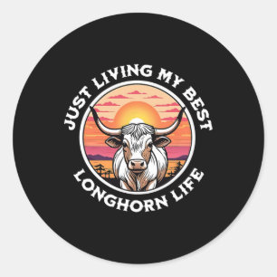 Longhorn Apparel Tailgating Usa Bbq Horns Cotton Classic Round Sticker