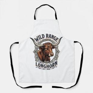 Longhorn Bull Graphic Vintage Engraving Western Ar Apron