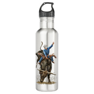 Longhorn Bull Rider Rodeo Power Sport Western Art 710 Ml Water Bottle