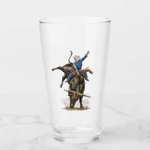 Longhorn Bull Rider Rodeo Power Sport Western Art Glass
