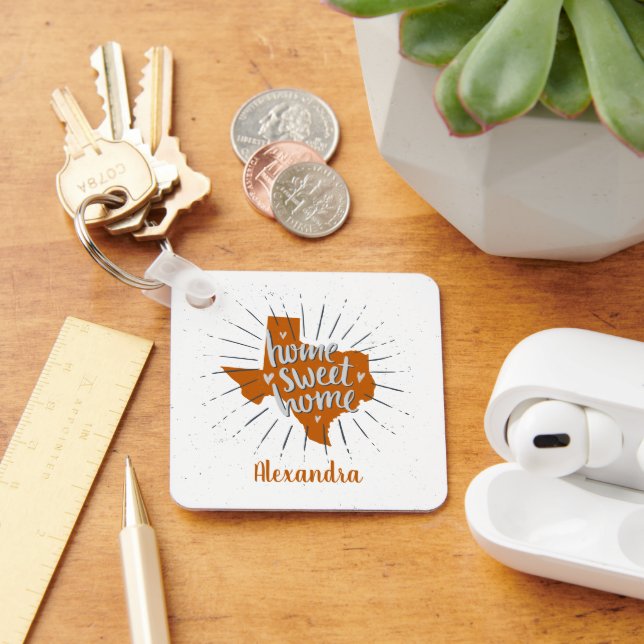 Longhorn Burnt Orange Home Sweet Home Texas Keycha Keychain (Desk)
