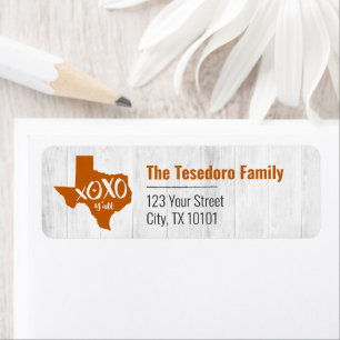 Longhorn Burnt Orange XOXO, Y'all - Texas Shape