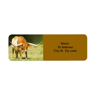 Longhorn Cattle Return Address Label.