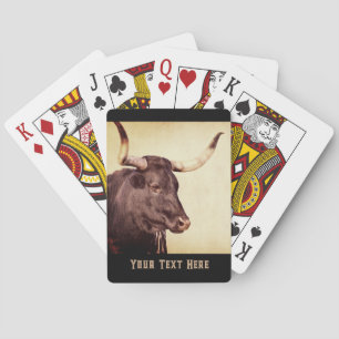 longhorn cow add your text personalized photo art  playing cards