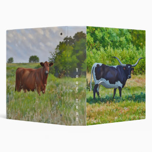 Longhorn Cow and Angus Cow Rancher Notebook Binder