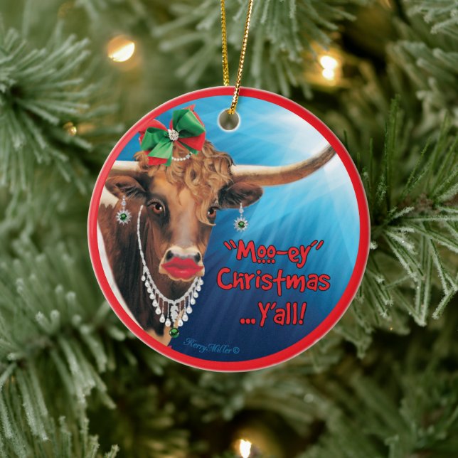 Longhorn Cow Christmas Ornament (Tree)