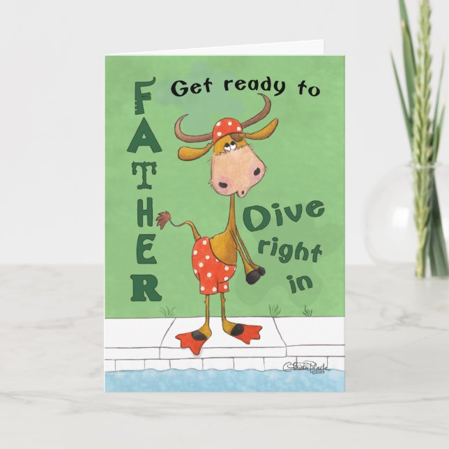 Longhorn Cow Diver Birthday for Father Card (Front)