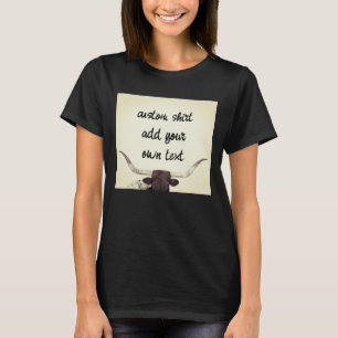  longhorn cow photo sepia add your own text custom T-Shirt