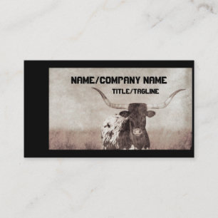 longhorn cow sepia tone rustic vintage look  business card