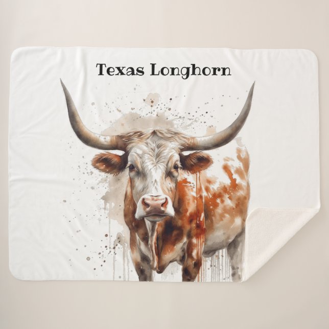 Longhorn Legacy, custom Sherpa Blanket (Front (Horizontal))