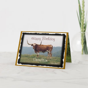 Longhorn on a hill-customize-any occasion card