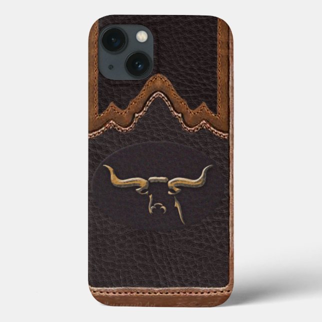 Longhorn Photo Faux Leather Tough iPhone 6 Case-Mate iPhone Case (Back)