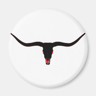 Longhorn Skull Black and Red Magnet